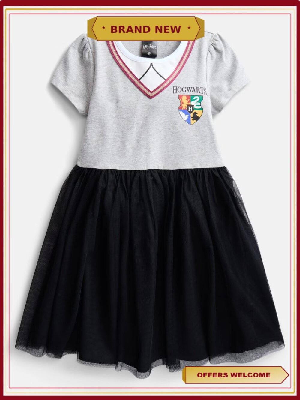 Girls Harry Potter Preppy Shirt Dress Pullover Mesh Skirt Sizes 4-16